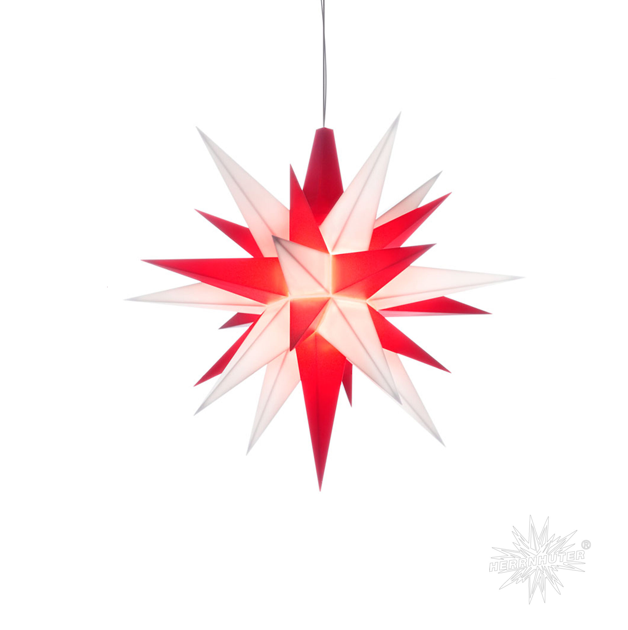 Herrnhuter Stern Kunststoff A1e (13 cm), weiß/rot